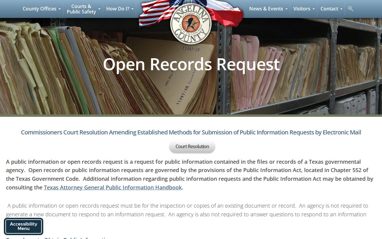 Angelina County arrest report open records rules