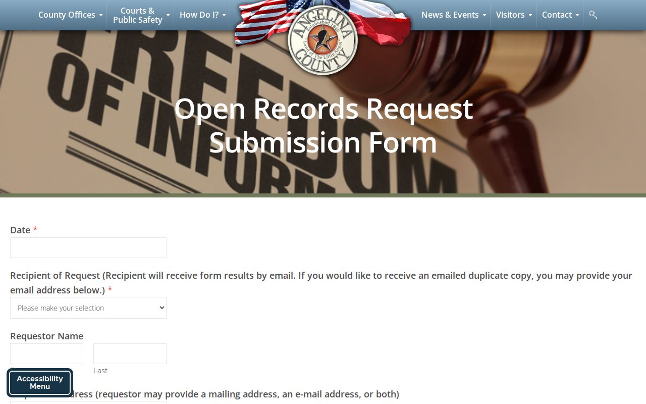 Angelina County arrest records public information form