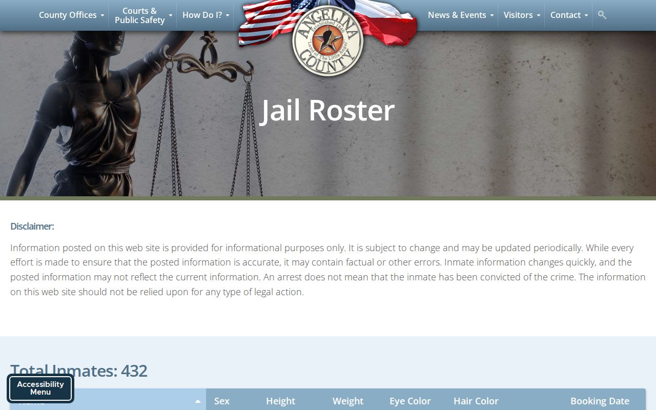 Angelina County arrest records live jail roster