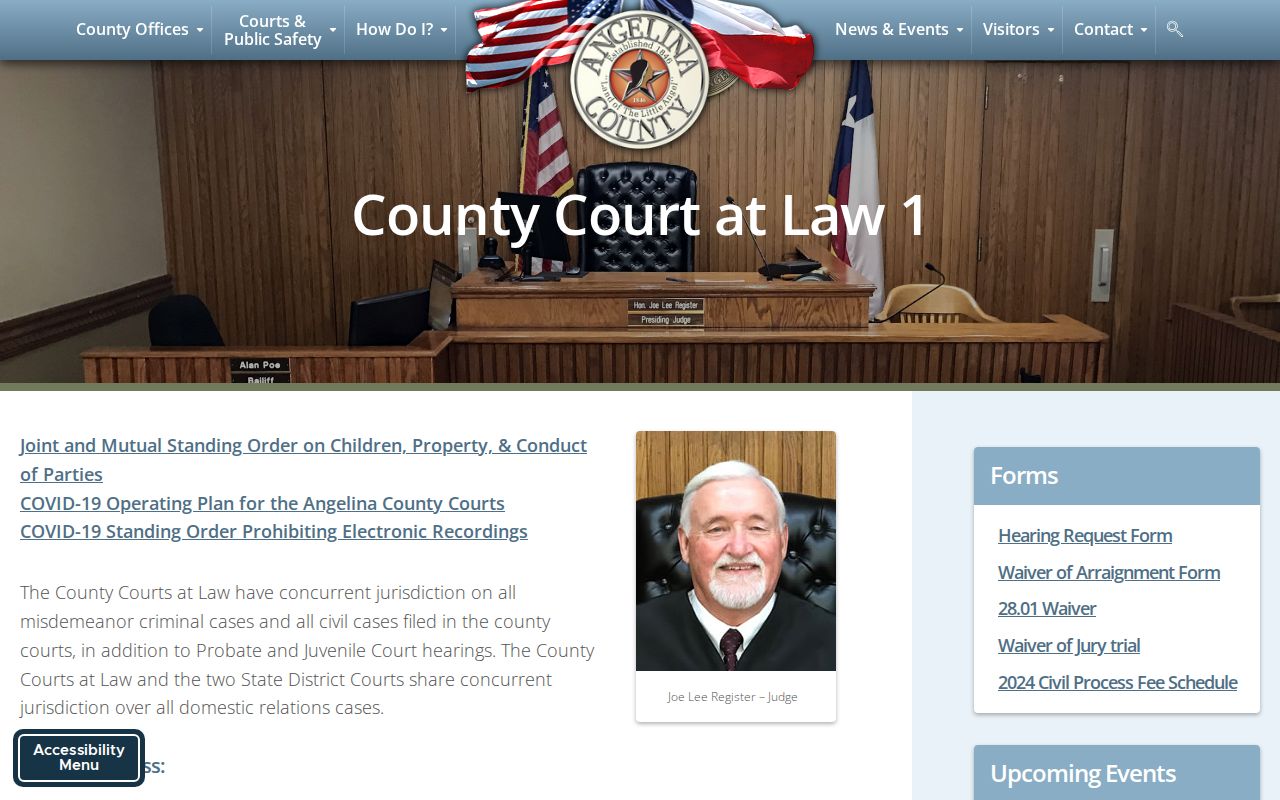 Angelina County criminal court cases County Court at Law One