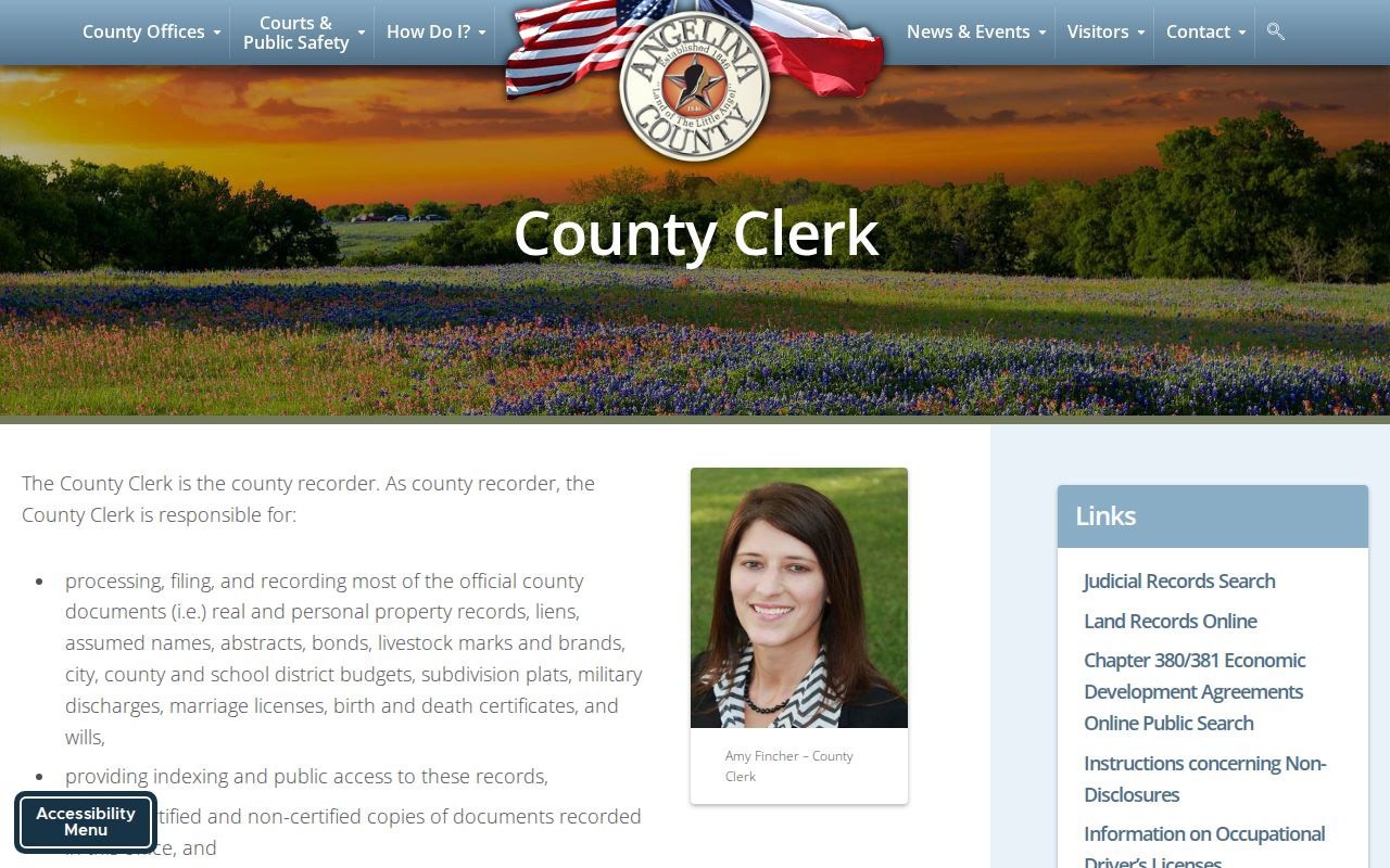 Angelina County criminal history County Clerk notice