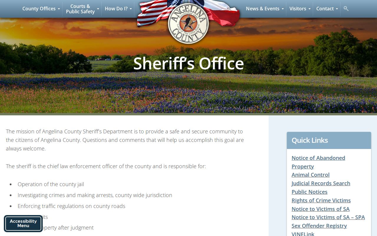 Angelina County criminal history sheriff office records