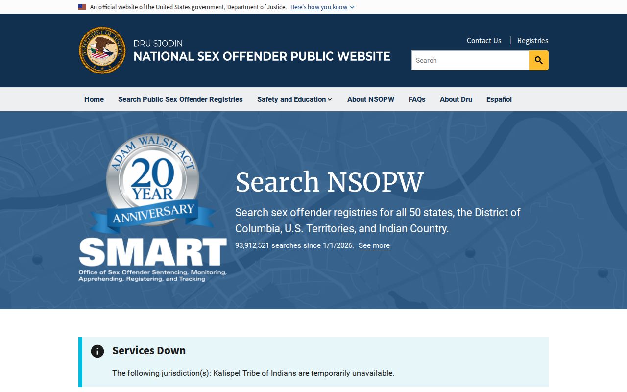 National Sex Offender Public Website cross-state search for an Angelina County inquiry
